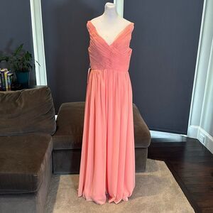 Women’s Peach Chiffon Full Length Bridesmaid Prom Dress Corset Back Size 10 NWT
